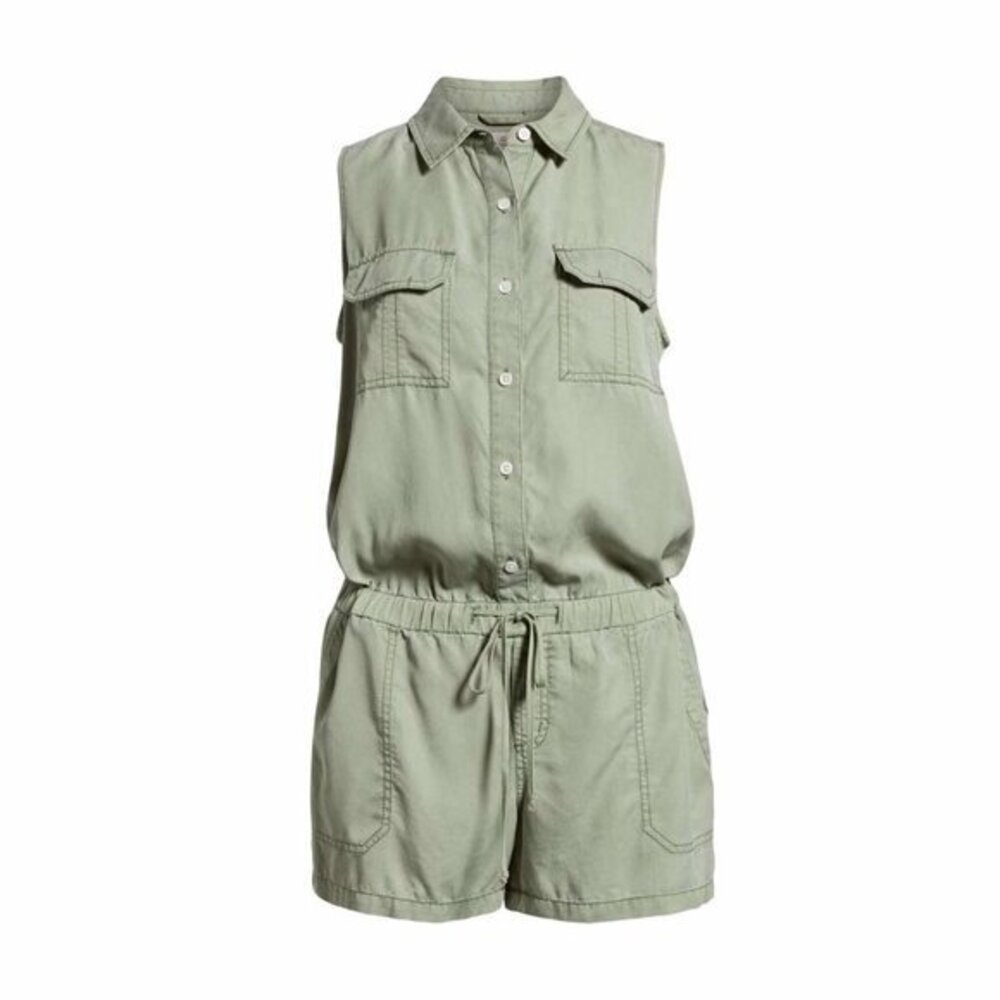 Vineyard Vines NWT Sleeveless Utility Romper in Sage Olive Green Size 14